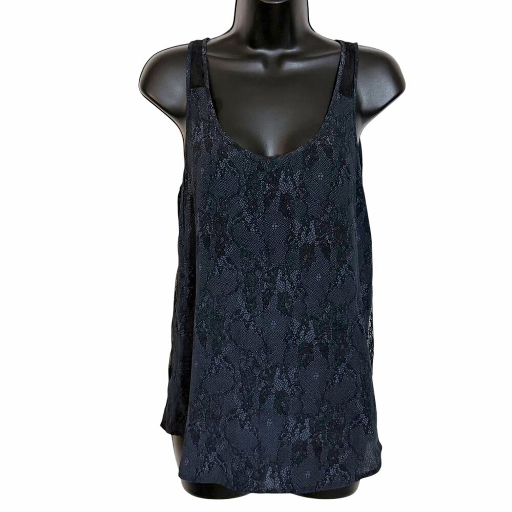 VTG Y2K French Connection Sheer Floral Lace Tank Top Cami Backless Blouse 2
